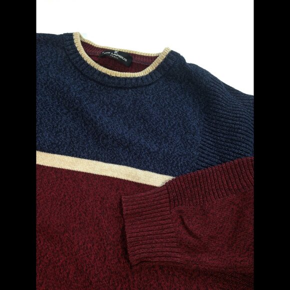 Ted Lapidus Paris Cotton Sweater Burgundy Blue Beige EXCELLENT USED CONDITION- M - Picture 3 of 9